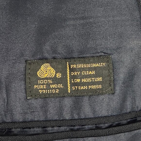 Albert Nipon Jacket Mens 46R Navy Blue Pinstripe Parisian Wool Blazer Suit Coat - Picture 13 of 16